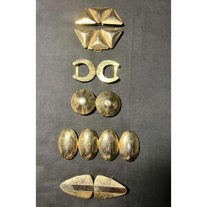 1950-60 Lot 5 Vintage Mid-Century Belt Buckles Gold-Tone Metal Geometric Design